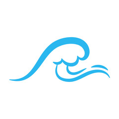 blue water wave line icon in the sea