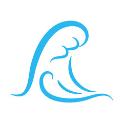 blue water wave line icon in the sea
