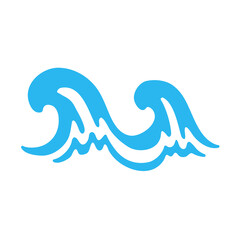 blue water wave line icon in the sea