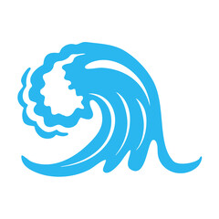 blue water wave line icon in the sea