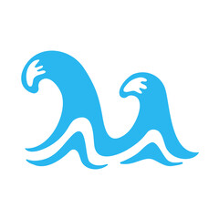 blue water wave line icon in the sea