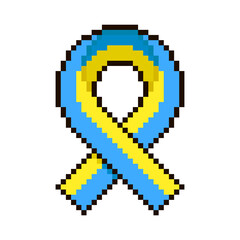 colorful simple vector flat pixel art illustration of ribbon in the colors of the flag of Ukraine