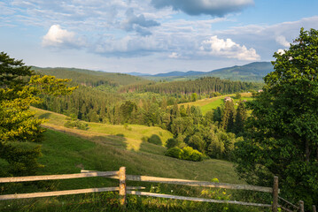 Picturesque summer Carpathian mountain countryside, Ukraine.