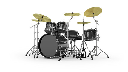 Obraz na płótnie Canvas Drum kit 3D rendering isolated on white background.