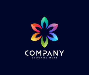 Abstract colourful flower leaf logo design
