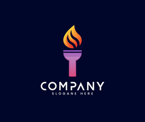 Modern abstract fire torch logo