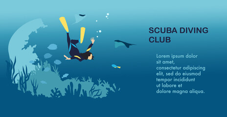 scuba diver and reef