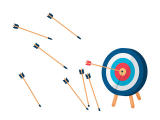 Target with arrow. Concept of business strategy and challenge failure.