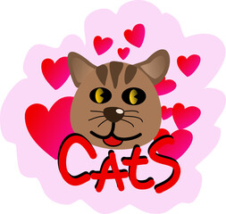 I love cats image with hearts