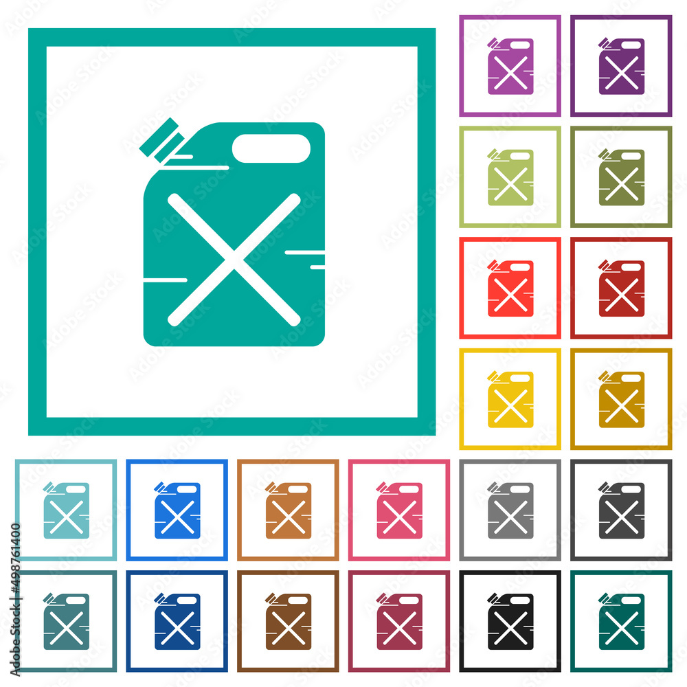 Poster gas can solid flat color icons with quadrant frames
