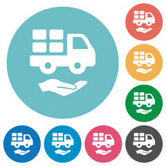 Courier services solid flat round icons