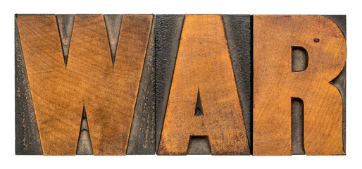 war - isolated word in vintage letterpress wood type