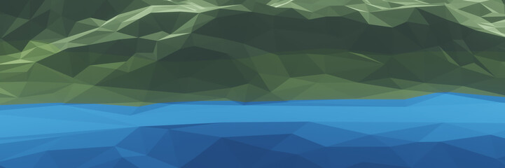 3D low poly river. Abstract topographic terrain.