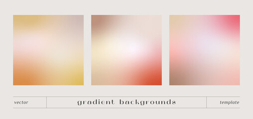 Set of soft gradient texture backgrounds. Minimalist vector backdrop neutral color. - 498762634