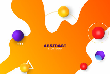 Wavy orange background. Abstract background with waves and balls. Spheres on the current surface. Elegant decoration. Modern design for poster, flyer, wallpaper.