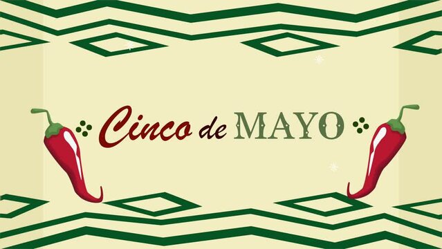 cinco de mayo lettering and chili pepers