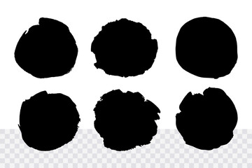 Brush stroke black ink silhouettes set
