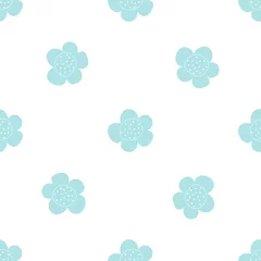 Meubelstickers Floral seamless vector pattern with flowers. Spring flora. Simple hand-drawn kids style. Pretty ditsy for fabric, textile, wallpaper. Digital paper in white background © Anna Eshka