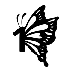 1 Number One Butterfly abstract monogram