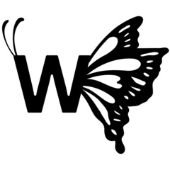 W Alphabet Butterfly abstract monogram