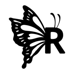 R Alphabet Butterfly abstract monogram