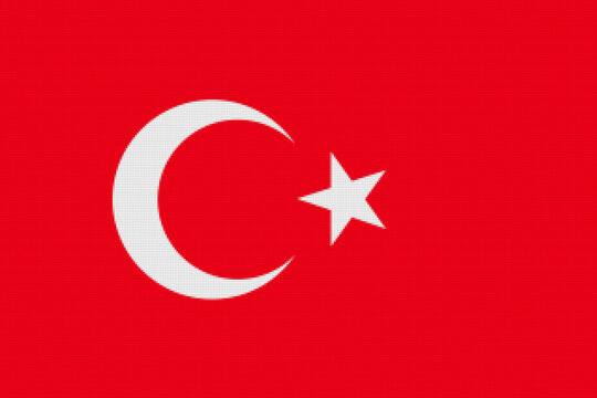 Turkey  flag. TR national goverment symbol. State banner of capital  Ankara  city. Turkey  patriotism logo. Nation independence day TUR. Flag with colored tiles texture. 2D Image