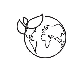 Globe and leaf icon vector logo design template