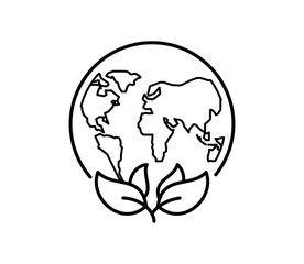 Globe and leaf icon vector logo design template