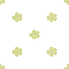 Floral seamless vector pattern with flowers. Spring flora. Simple hand-drawn kids style. Pretty ditsy for fabric, textile, wallpaper. Digital paper in white background
