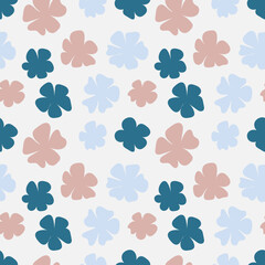 Seamless vector floral pattern. background with simple blue and rose flowers. Design for children's clothes, stationery, textile, wrapping paper, etc.