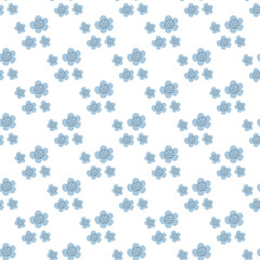 Floral seamless vector pattern with flowers. Spring flora. Simple hand-drawn kids style. Pretty ditsy for fabric, textile, wallpaper. Digital paper in white background