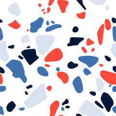 Fototapeta na wymiar Colorful seamless pattern with imitation of Venetian terrazzo. Marble texture with fragments of stone. Abstract vector illustration