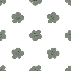 Floral seamless vector pattern with flowers. Spring flora. Simple hand-drawn kids style. Pretty ditsy for fabric, textile, wallpaper. Digital paper in white background