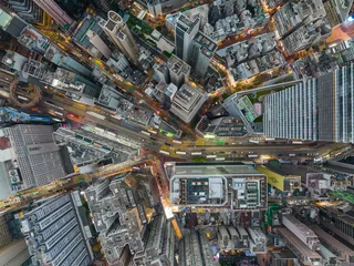 Foto op Canvas Top view of Hong Kong city © leungchopan