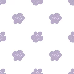 Stof per meter Floral seamless vector pattern with flowers. Spring flora. Simple hand-drawn kids style. Pretty ditsy for fabric, textile, wallpaper. Digital paper in white background © Anna Eshka