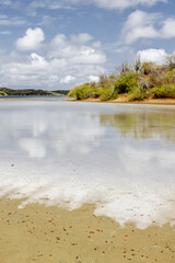 Walk along the salty shores of the Jan Thiel lagoon on the Caribbean island Curacao
