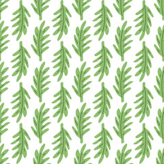 Naklejka premium Green leafs seamless pattern. Vector hand drawn botanical illustration. Pretty scandi style for fabric, textile, wallpaper. Digital paper in white background