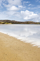 Walk along the salty shores of the Jan Thiel lagoon on the Caribbean island Curacao