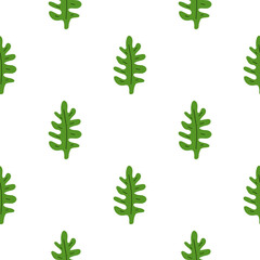 Fototapeta na wymiar Green leafs seamless pattern. Vector hand drawn botanical illustration. Pretty scandi style for fabric, textile, wallpaper. Digital paper in white background