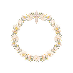 Christmas wreath composition with wild flowers