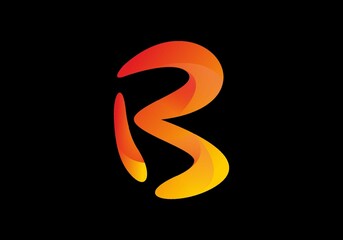 Obraz premium Yellow red gradient color of B initial letter