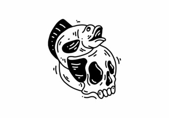 Fish and skull head illustration