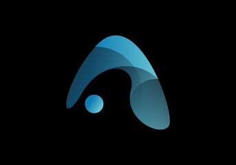 Abstract Blue color of A initial letter