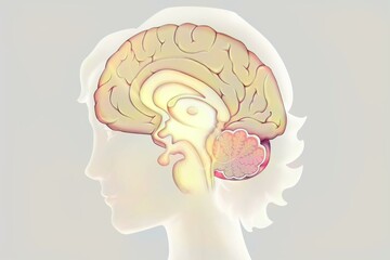 Anatomy of the encephalon with cerebral cortex diencephalon.