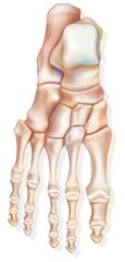 Superior view of the foot and the different bones: calcaneus talus.