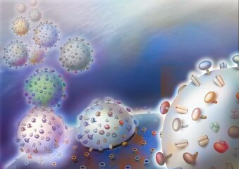 Viral invasion: Viruses attach themselves to the surface of the host.