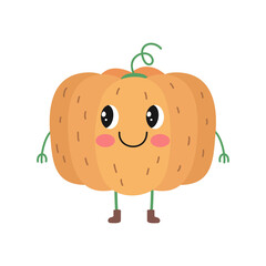 Cute cartoon pumpkin on white background.