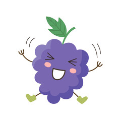 Cute cartoon grapes on white background.