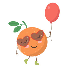 Cute cartoon orange on white background.