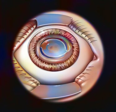 Treatment of presbyopia: multifocal implant in place to replace.